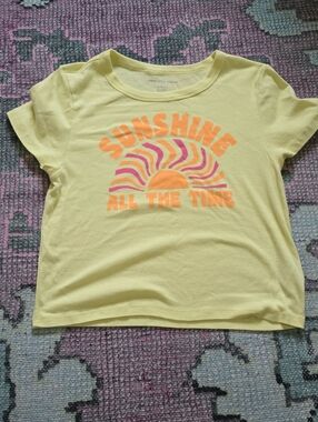 American Eagle Outfitters Yellow Graphic 'Sunshine All The Time' Baby Tee